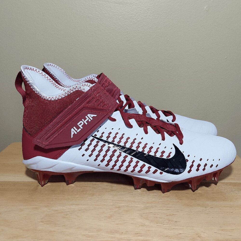 Nike Alpha Menace Pro 2 Mid Football Cleats White Red BV3945-106 Men's Size 13.5